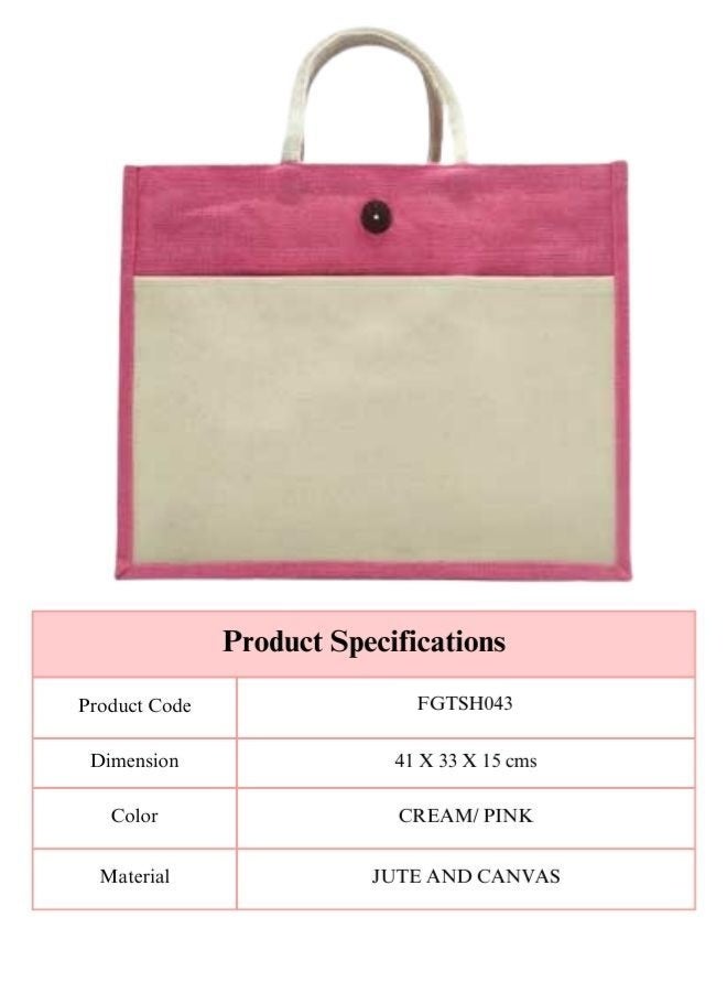 Fatio Set of 10 Eco-Friendly Jute Canvas Bags – Cream and Pink, Durable & Stylish - Image 4